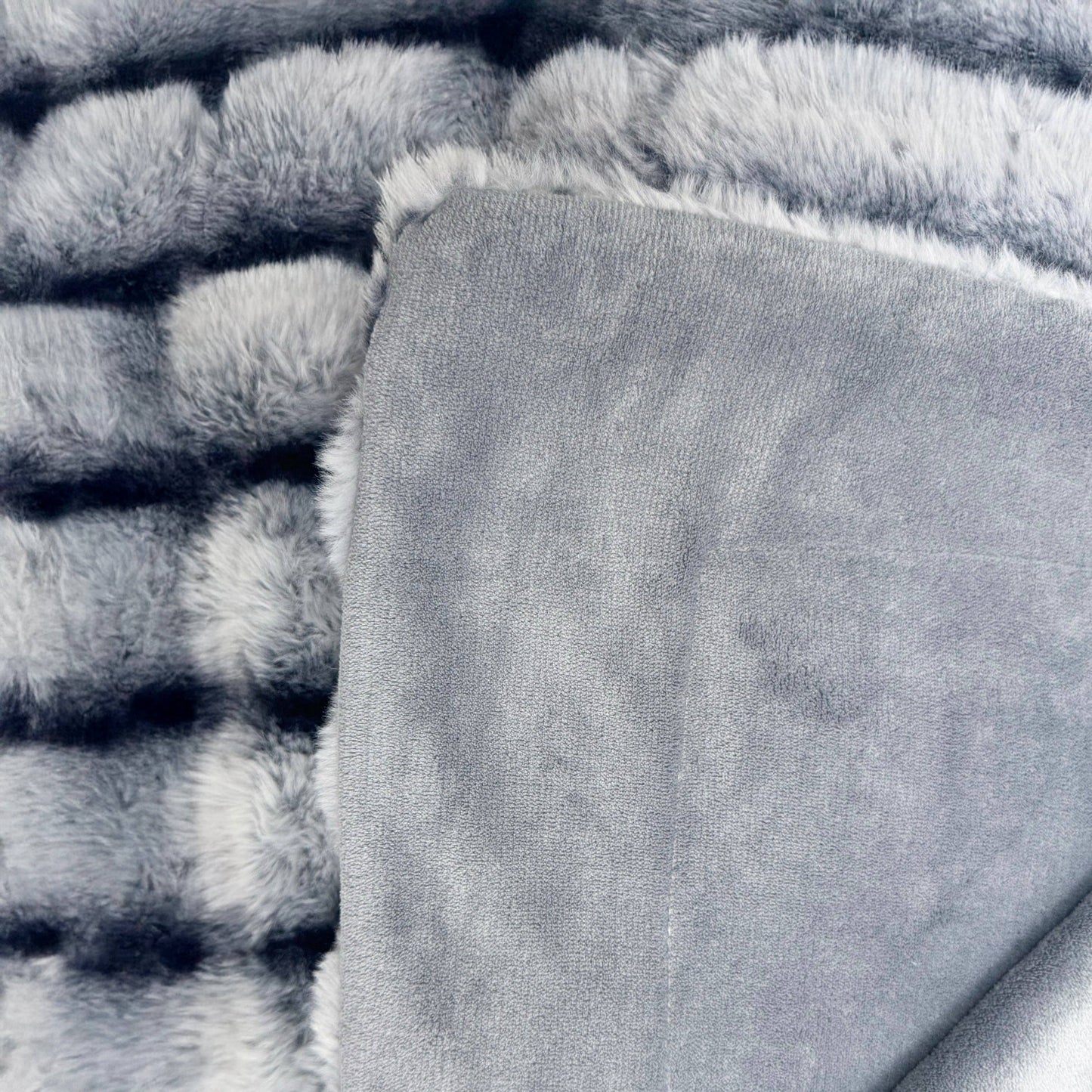 Bluish Grey Ultra Soft Faux Rabbit Fur Throw Blanket