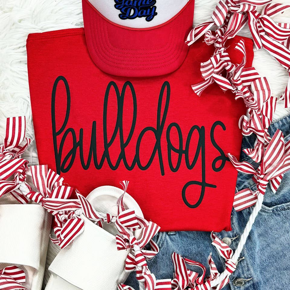 Bulldogs Black PUFF Screen Print Heat Transfer