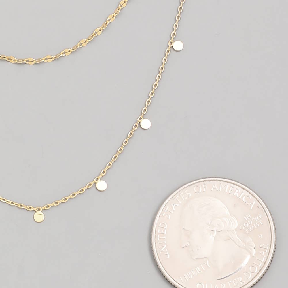 Silver Dainty Layered Coin Choker Necklace