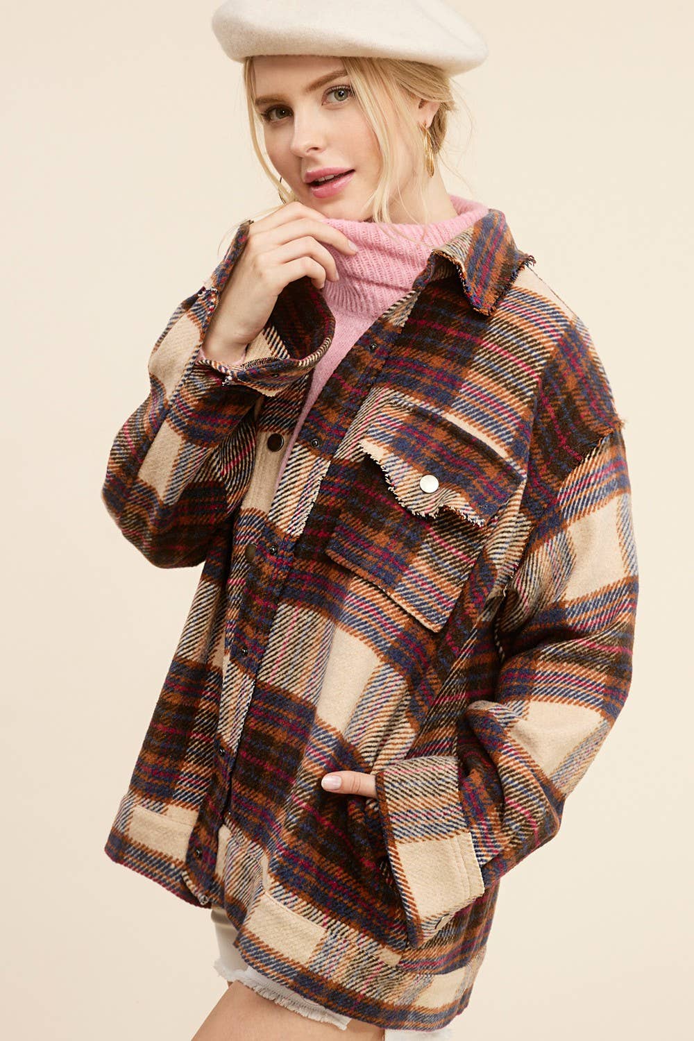 Plaid Button Down Fall Winter Jacket