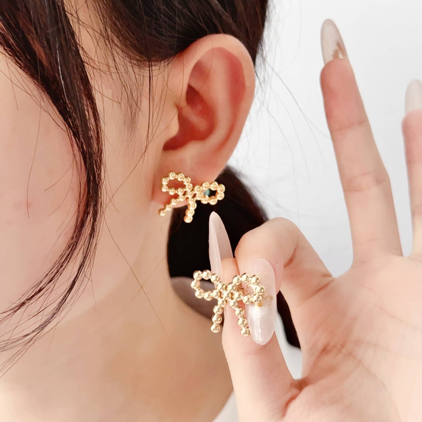 Gold Bow Stud Earring