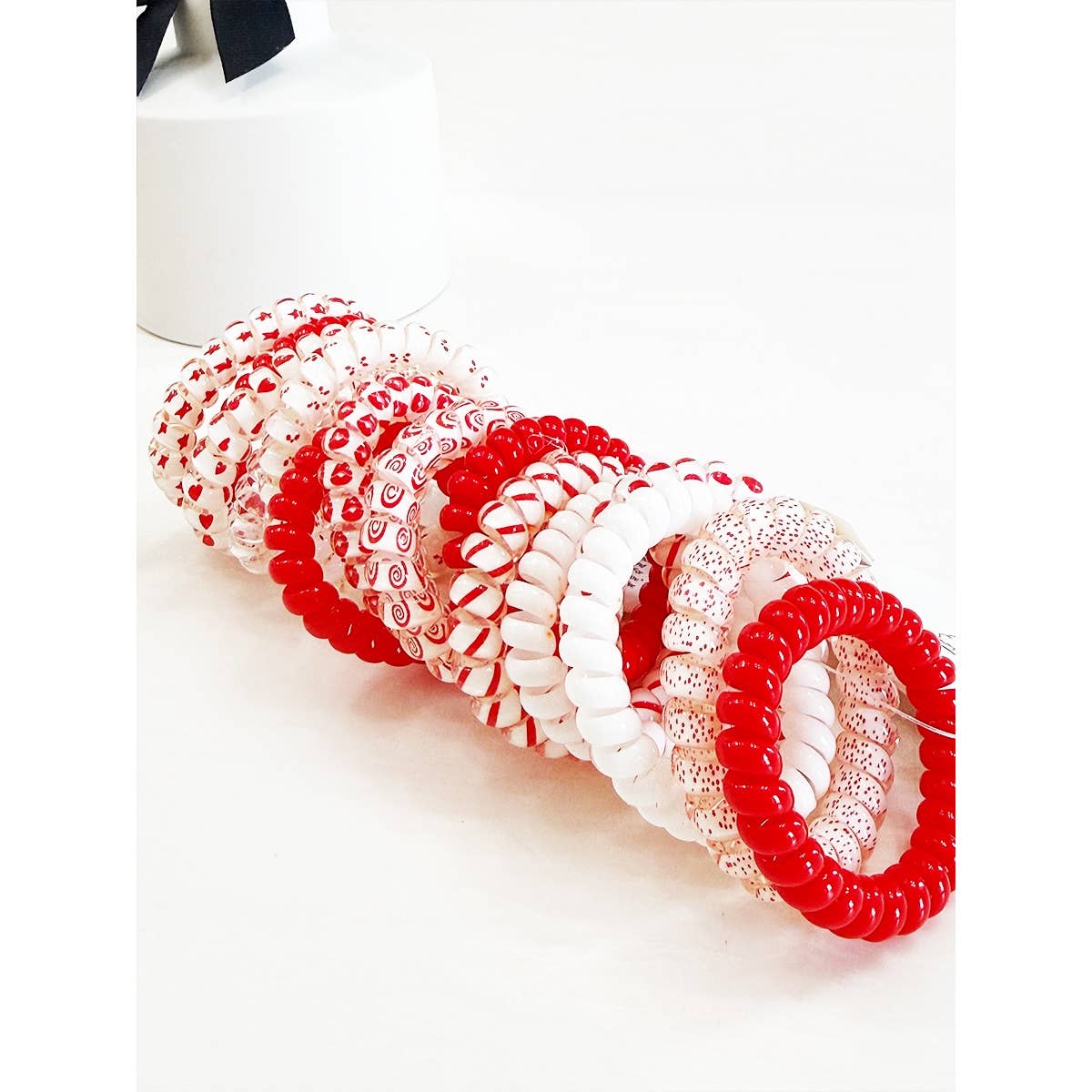 Red Color Theme mixed Spiral Hair Ties