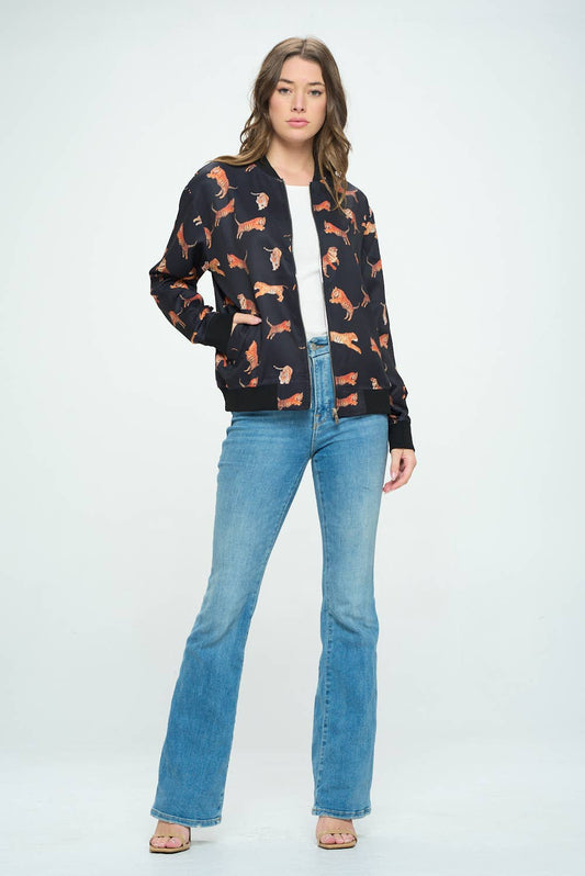 Bengal Tiger Print Bomber Jacket