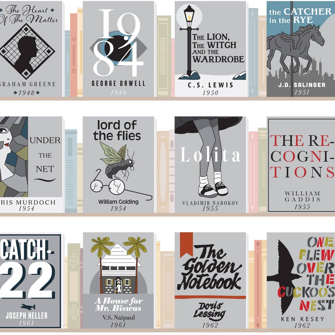 100 Essential Novels Scratch-Off Chart | 12" x 16" Print