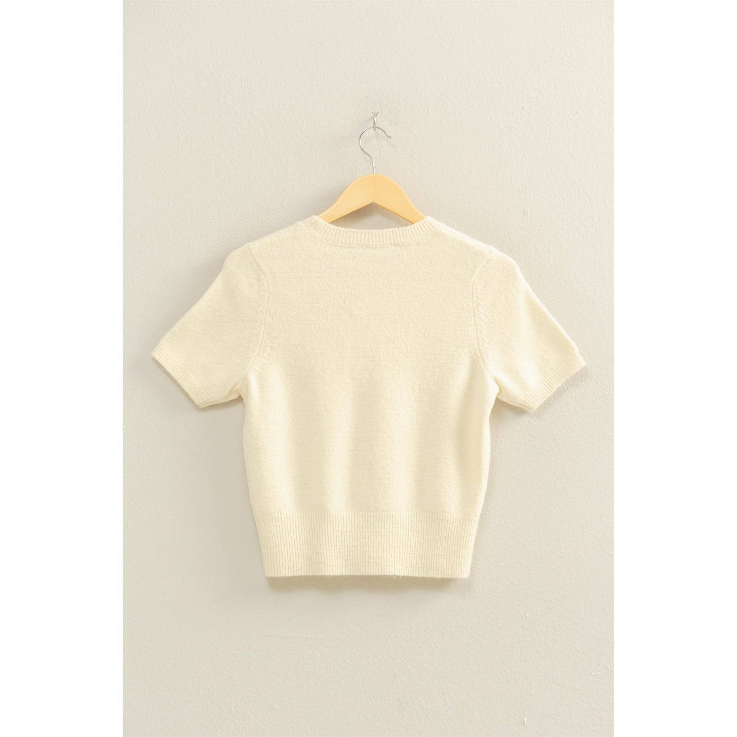 Taupe Short Sleeve Sweater Top