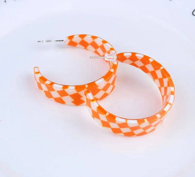Orange and White Checkered Earrings for Tennessee Fans!
