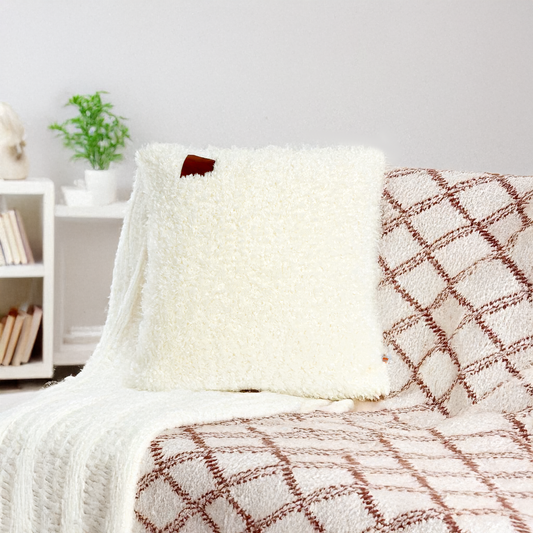 Cozy Teddy Throw Pillow, White