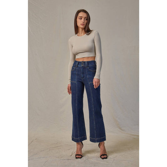 Mica French Navy Super High Rise Wide Crop Jean