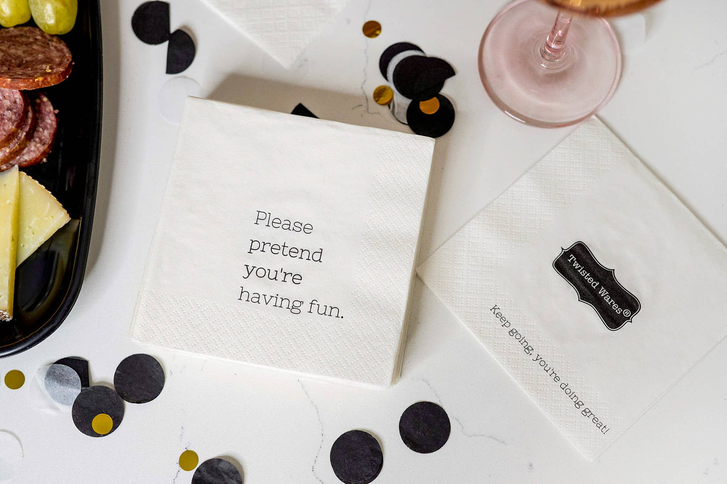 "Please Pretend You're Having Fun" Funny Cocktail Napkins