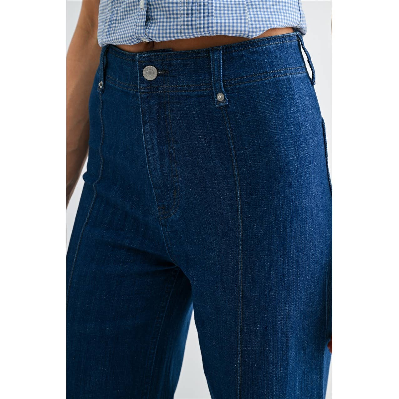 Mica Denim High Rise Wide Leg Ankle: Navy Orchid