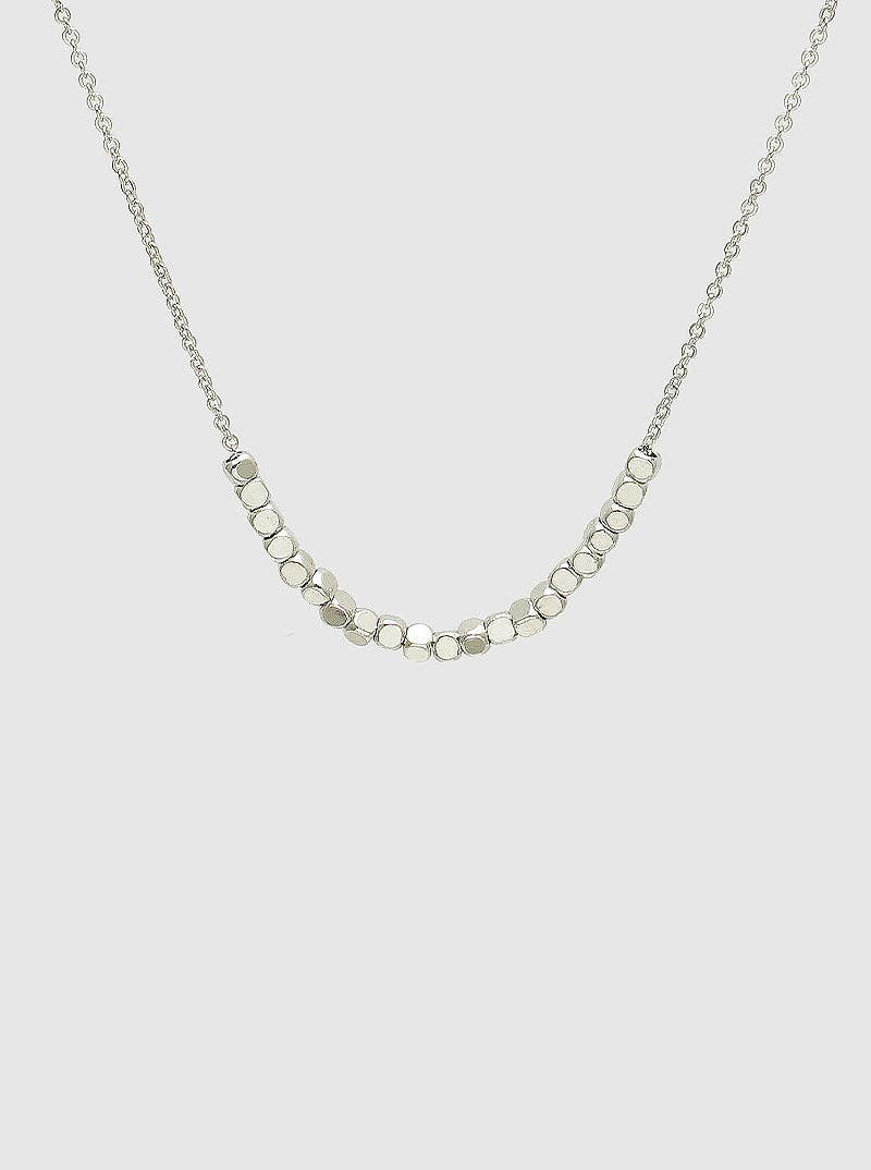 Tiny Metallic Beaded Necklace: Silver