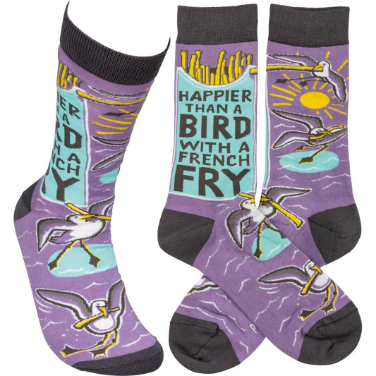 "Happier Than A Bird With A French Fry"  Socks