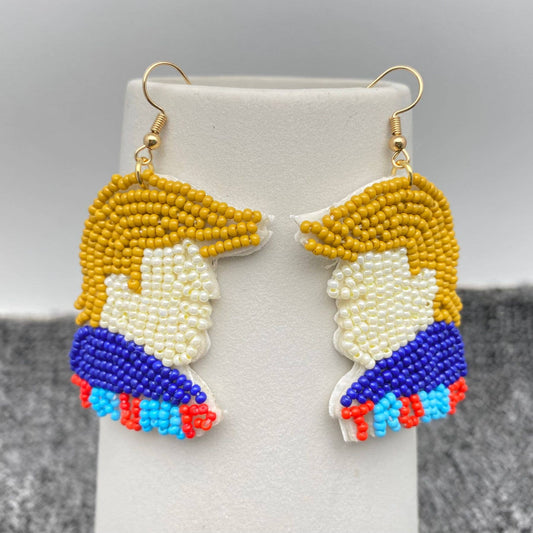 Trump Head Bead Dangle Earrings