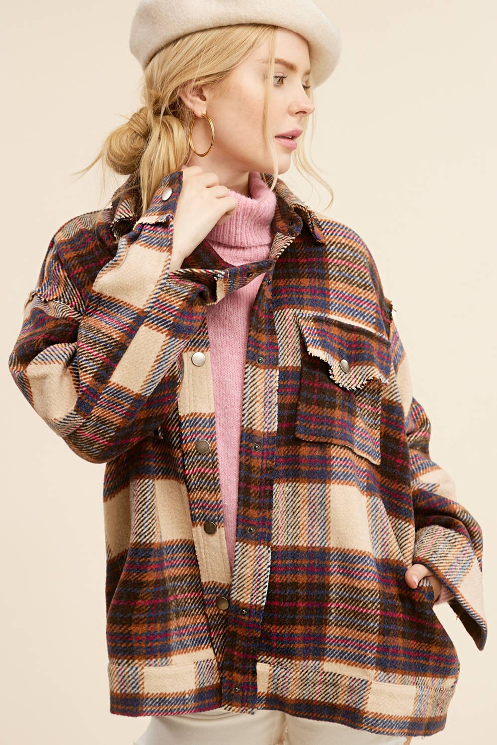 Plaid Button Down Fall Winter Jacket