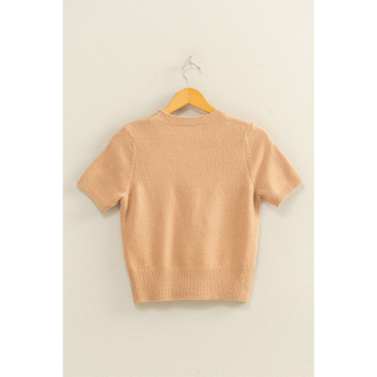 Taupe Short Sleeve Sweater Top