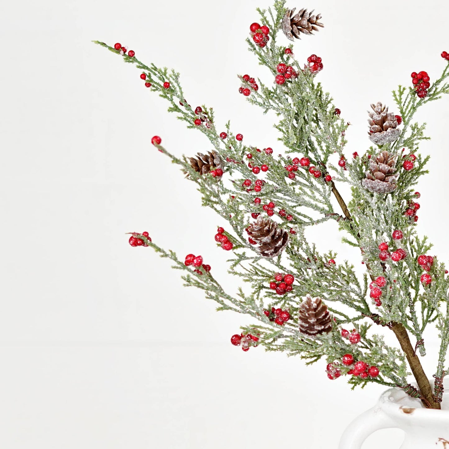 22 Inch Spray-Icy Sparkle Cypress Pine with Pepperberry