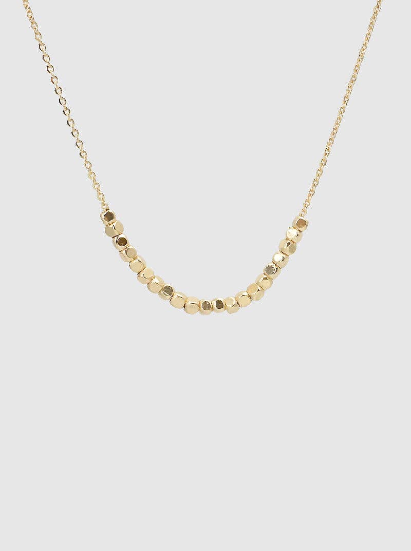 Tiny Metallic Beaded Necklace: Gold