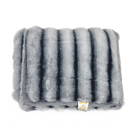 Bluish Grey Ultra Soft Faux Rabbit Fur Throw Blanket