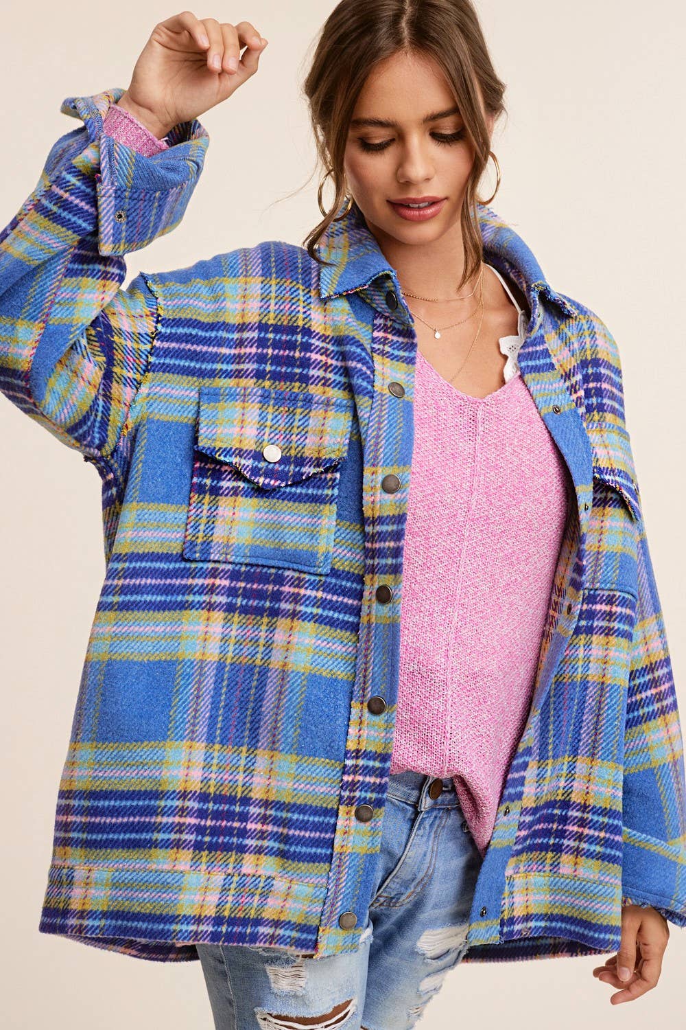 Plaid Button Down Fall Winter Jacket