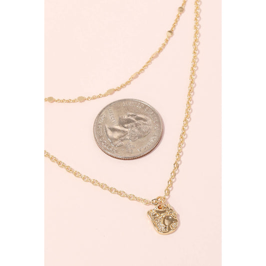 Pearly Pendant Long Layered Chain Necklace: Gold Tone