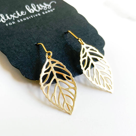 Gold Tumbling Leaves Lightweight Earrings