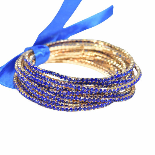 Royal Blue Crystal Rhinestone Stretch Bracelet Set