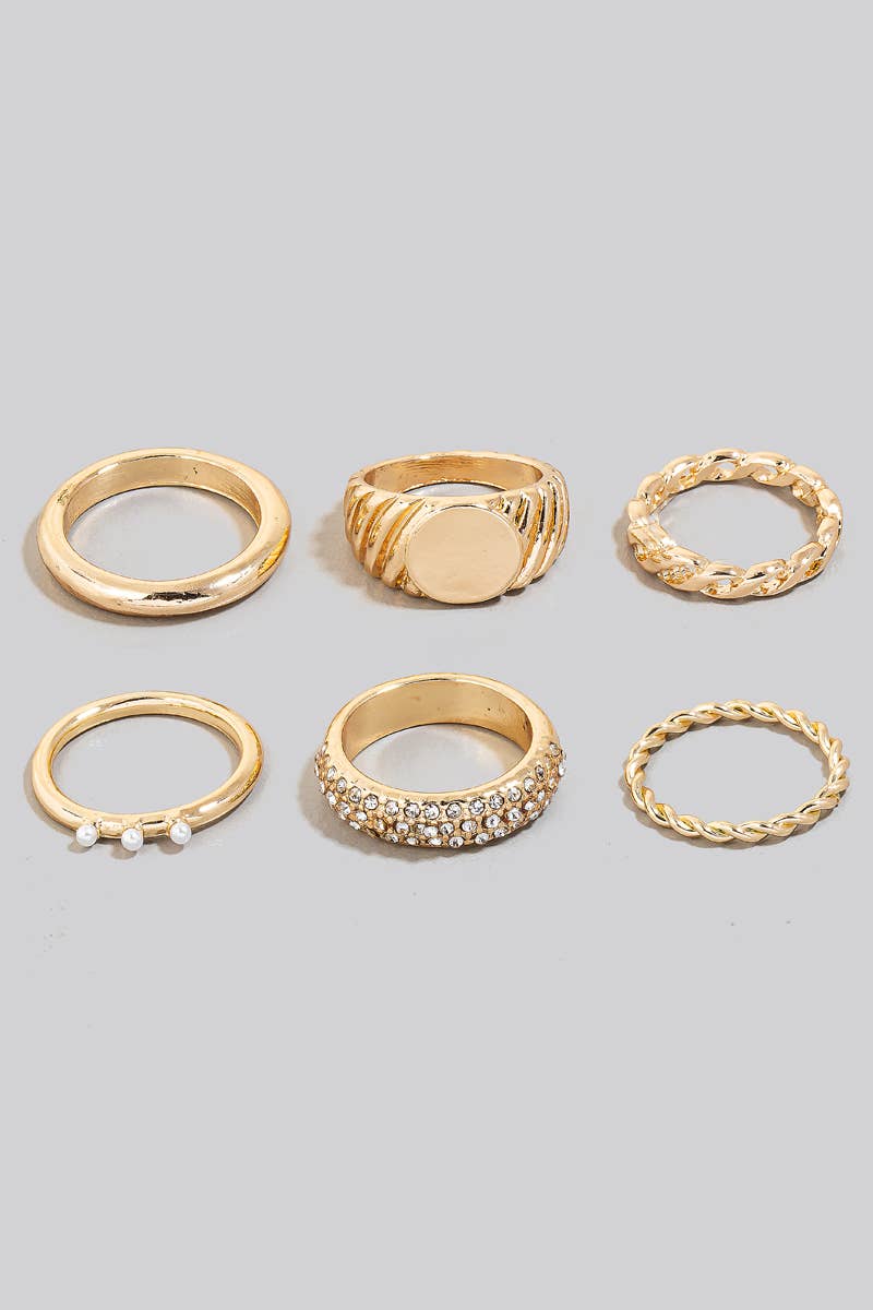 Assorted Gold Metallic Band Rings Set