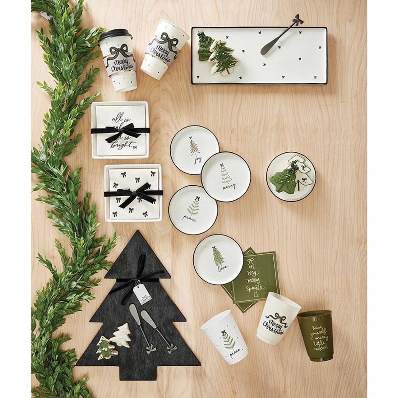 Ceramic Napkin Tray + Napkins - All is Bright: Material