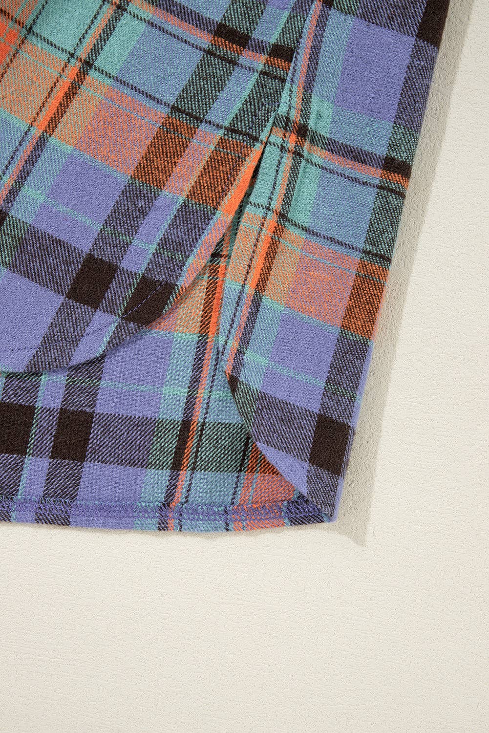 Women's Plaid Print Loose Vintage Shirt: Orange / 100%Cotton / S