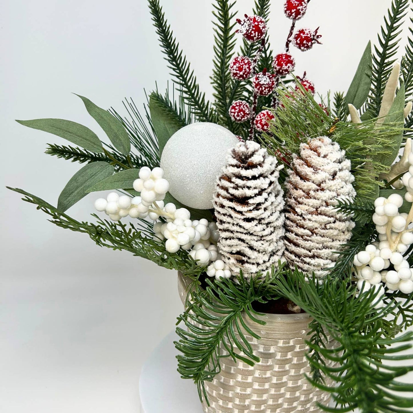 Home on the farm Winter Arrangement  13.5 H X 4" P