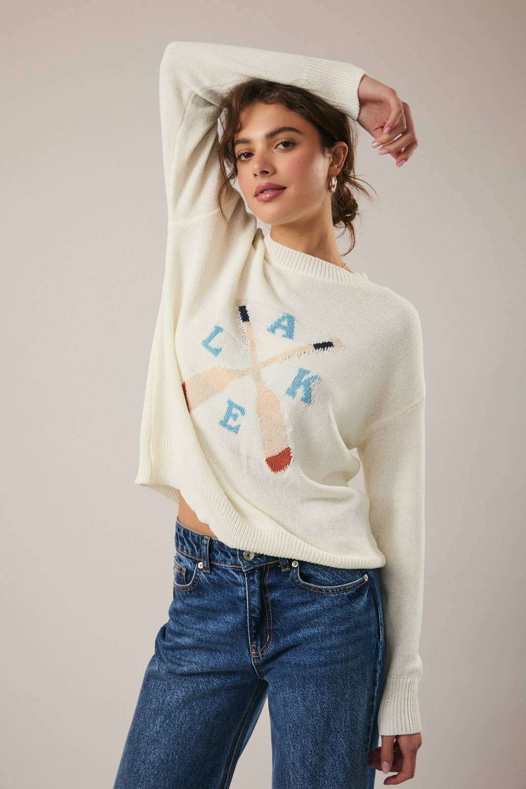 Cream "Lake" Light Weight Round Neck Sweater