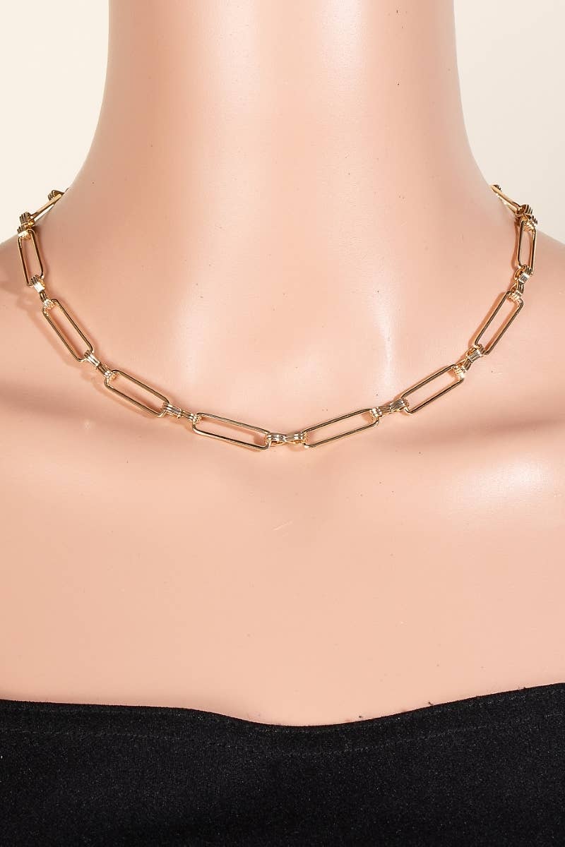 Gold Oval Chain Link Necklace