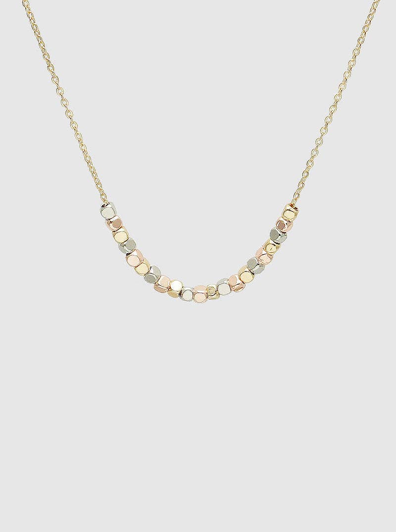 Tiny Metallic Beaded Necklace: Gold