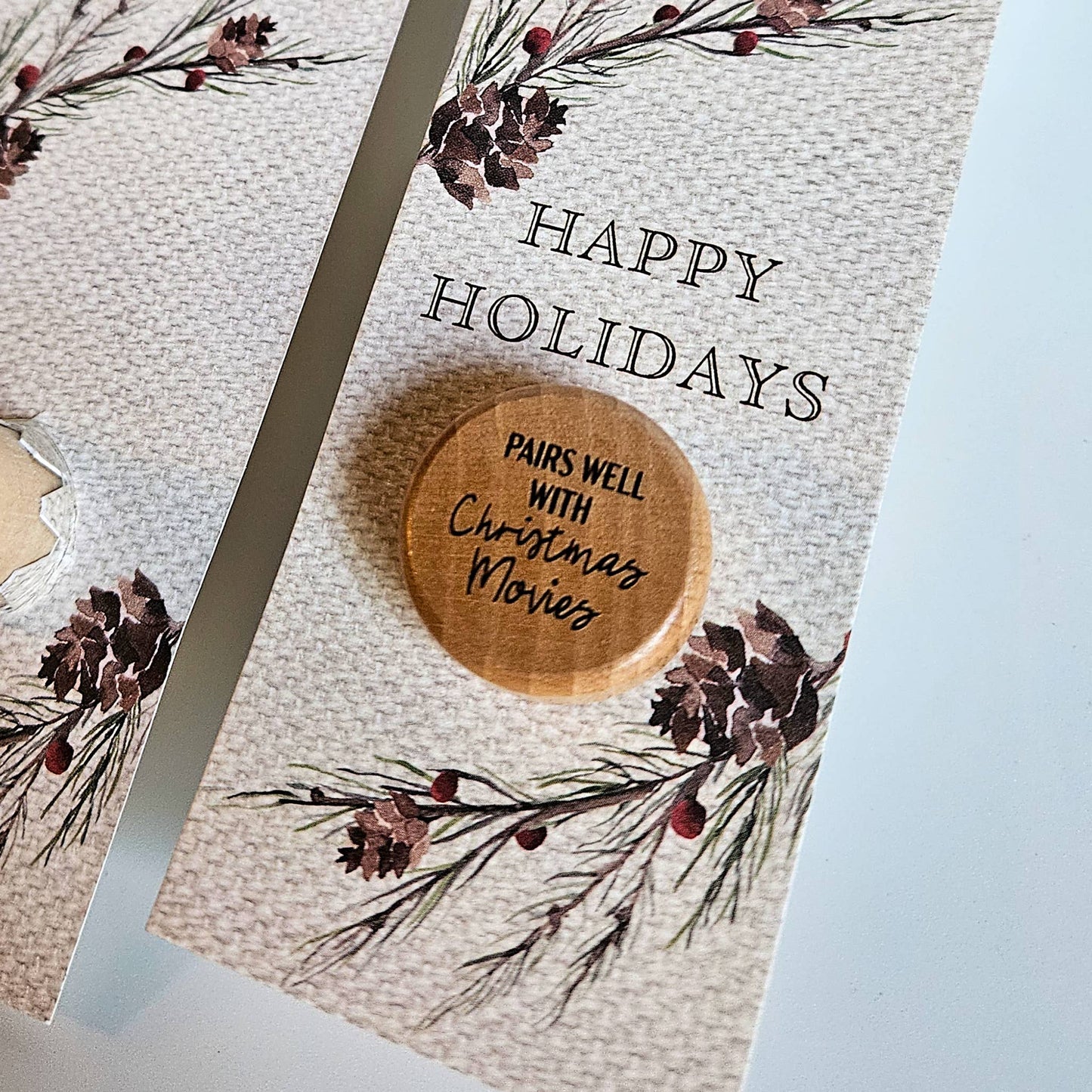 Holiday Gift Tag with Wine Stopper: Christmas Movies