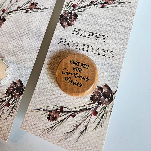 Holiday Gift Tag with Wine Stopper: Christmas Movies