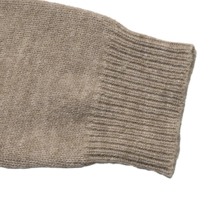 Colorblock Knit Sweater Relaxed Fit Long Sleeve Pullover: Khaki / 35% Polyamide+65% Acrylic / S