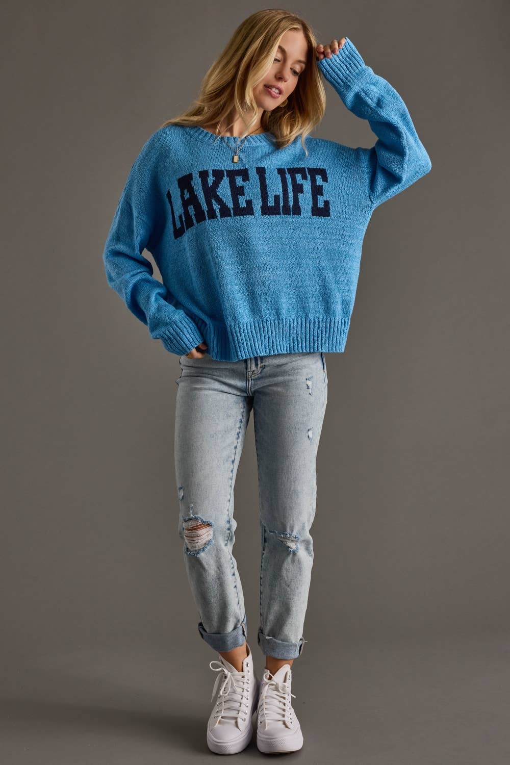 Panache Apparel Co. Blue Lake Life Lightweight Sweater