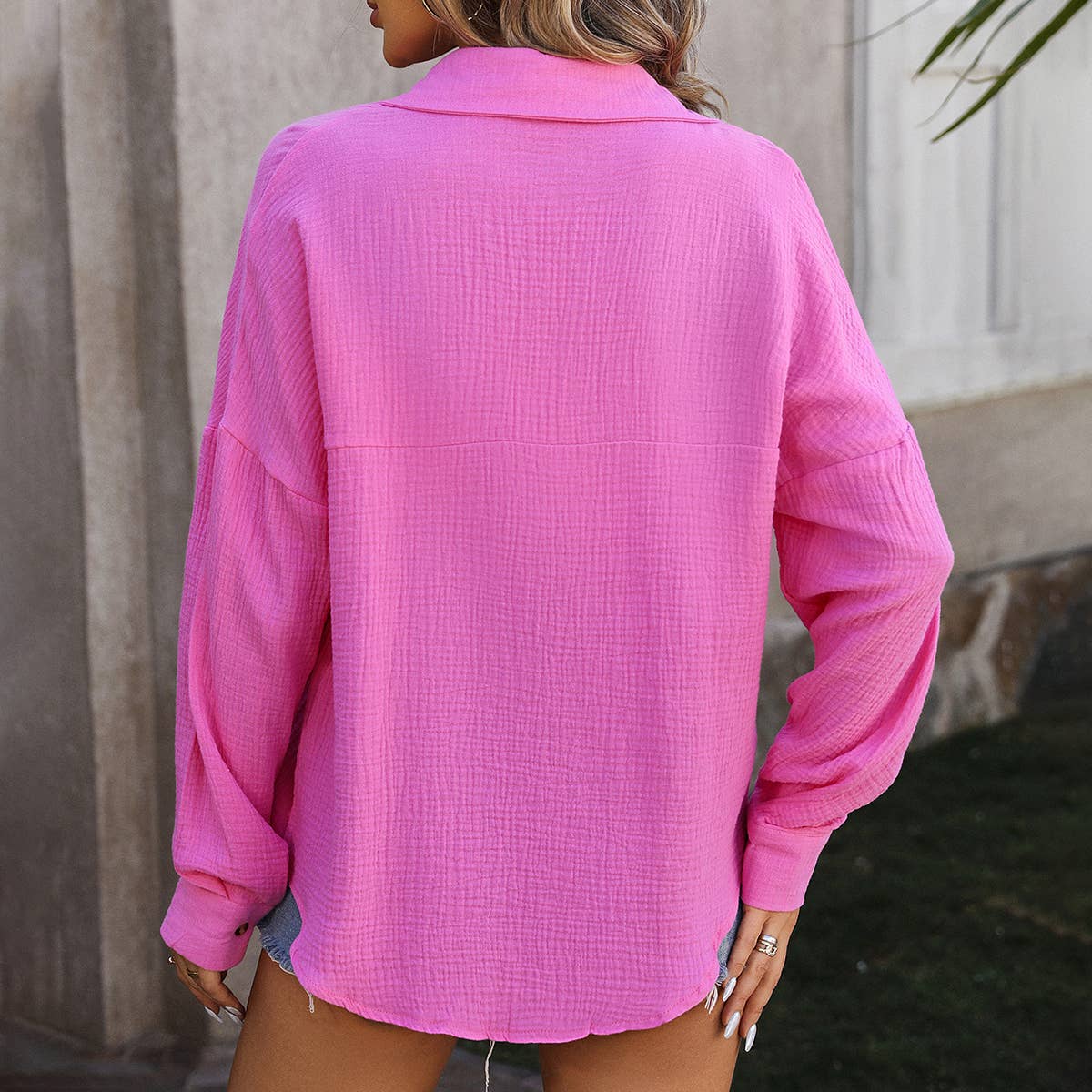 Pink Button-Down Long Sleeve Shirt