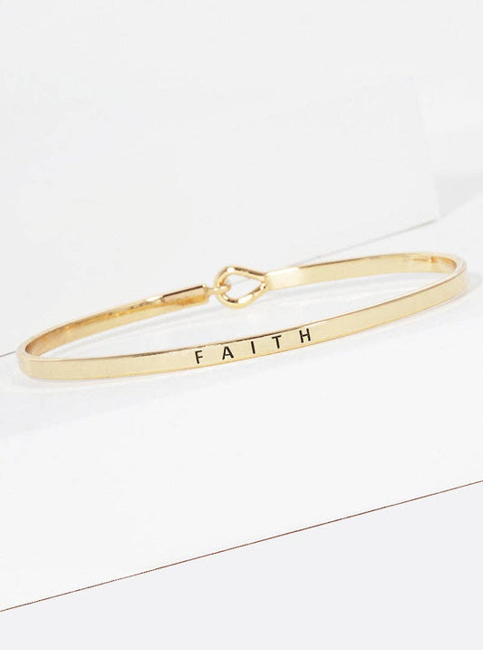 "Faith" Engraved Inspirational Gold Bangle Bracelet