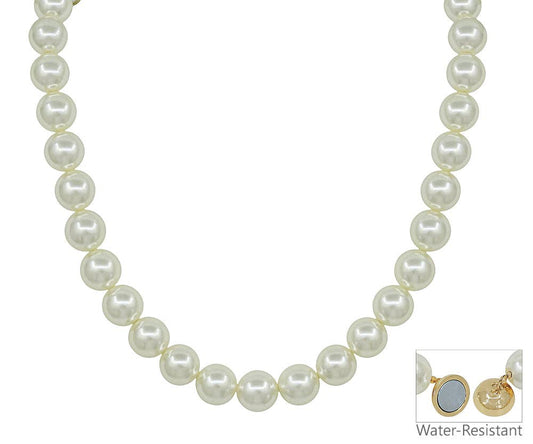 Water Resistant 12MM Pearl with Magnetic Closure 17" Necklace