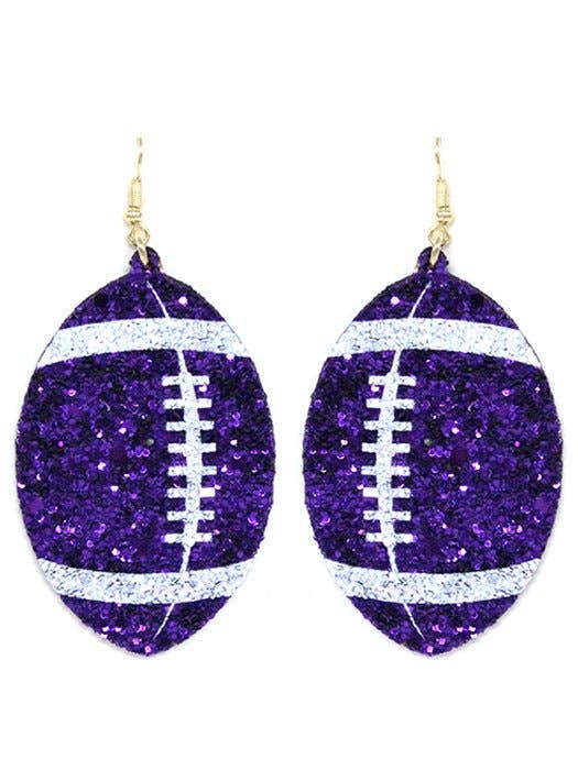 Purple Shimmer Football Earrings