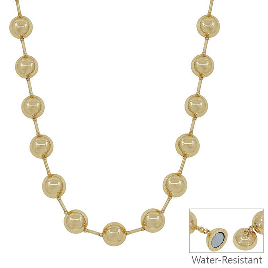 14MM Gold Beaded with Gold Chain 18" Necklace