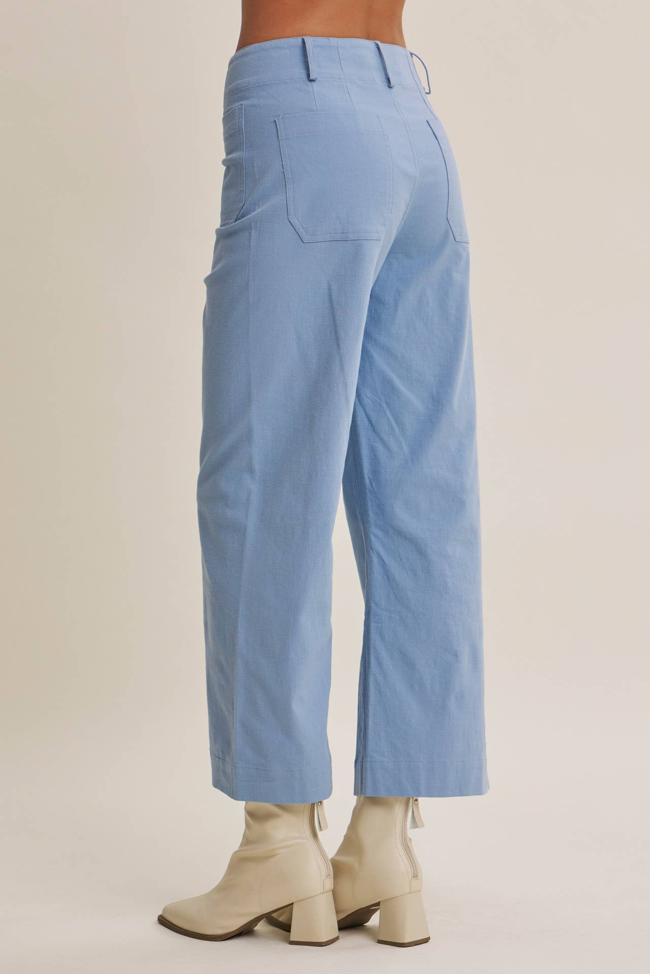 SEASONLESS STRETCHY COTTON LINEN ANKLE PANTS WITH POCKETS: LILAC / S