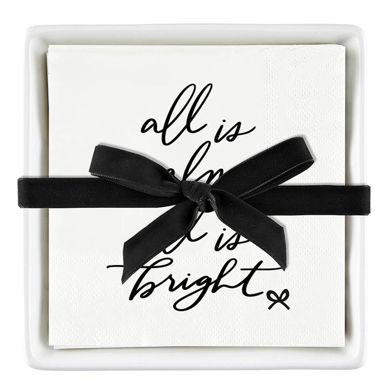 Ceramic Napkin Tray + Napkins - All is Bright: Material