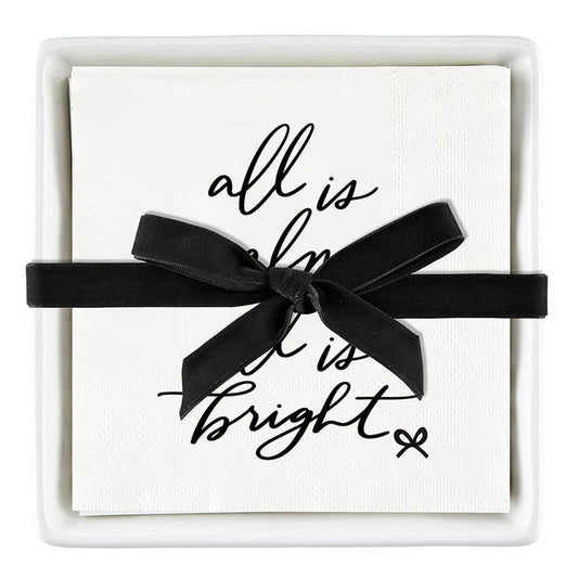 All is Bright Ceramic Napkin Tray + Napkins