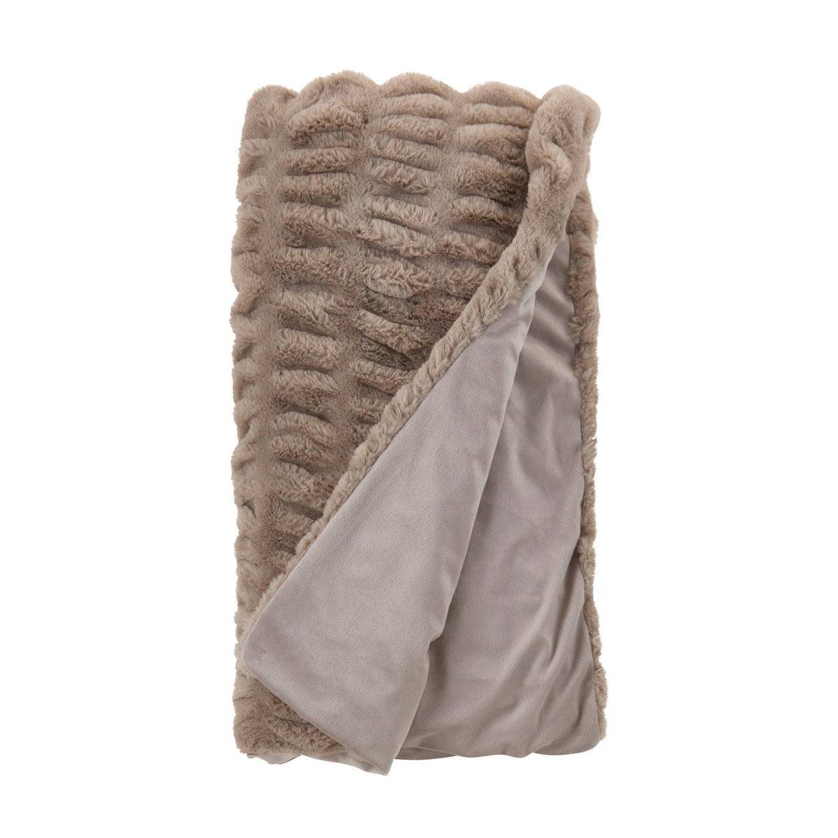 Ribbed Faux Fur Throw Blanket - Plush Polyester Throw: Red / 50"x60"