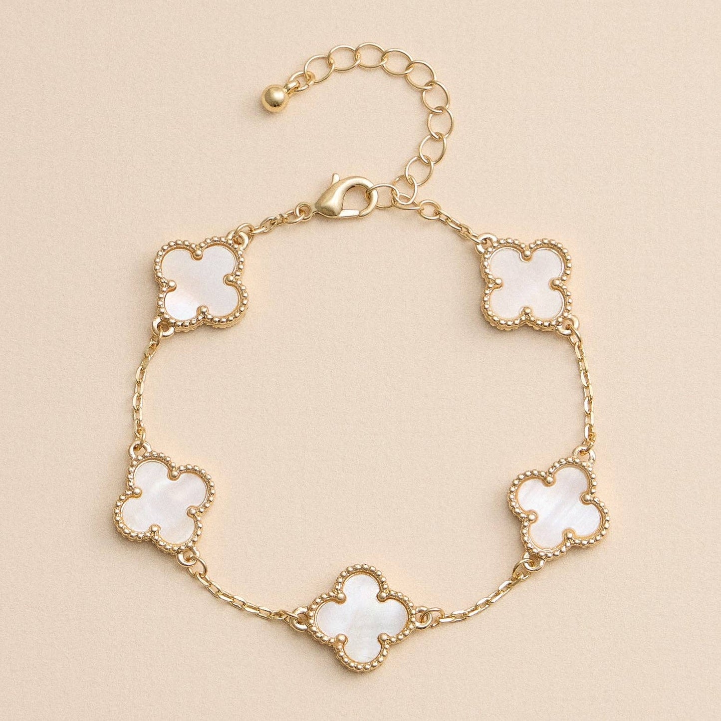 White d& Gold Shell Charm Bracelet