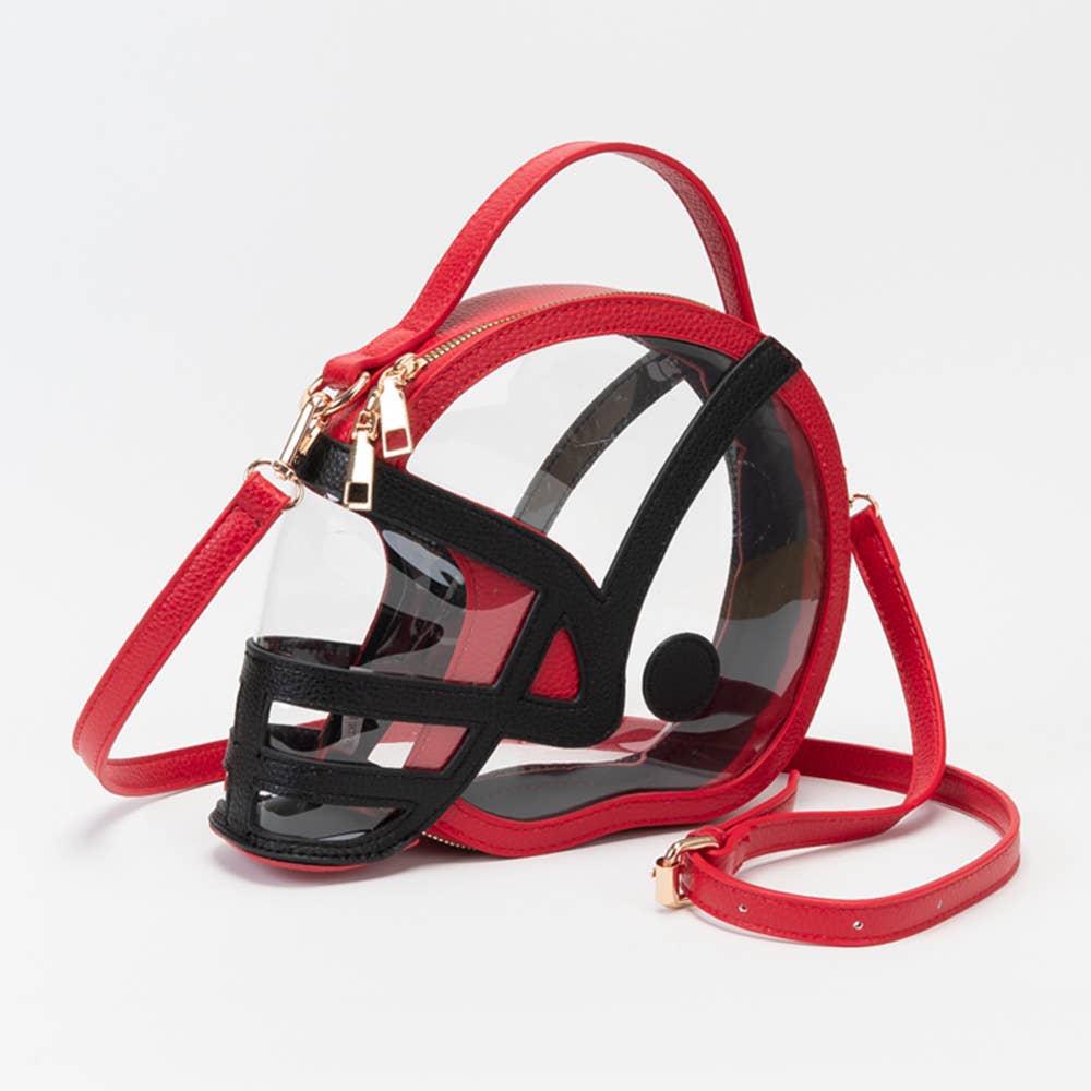 Transparent Gameday Football Helmet Shaped Crossbody Handbag: Orange White