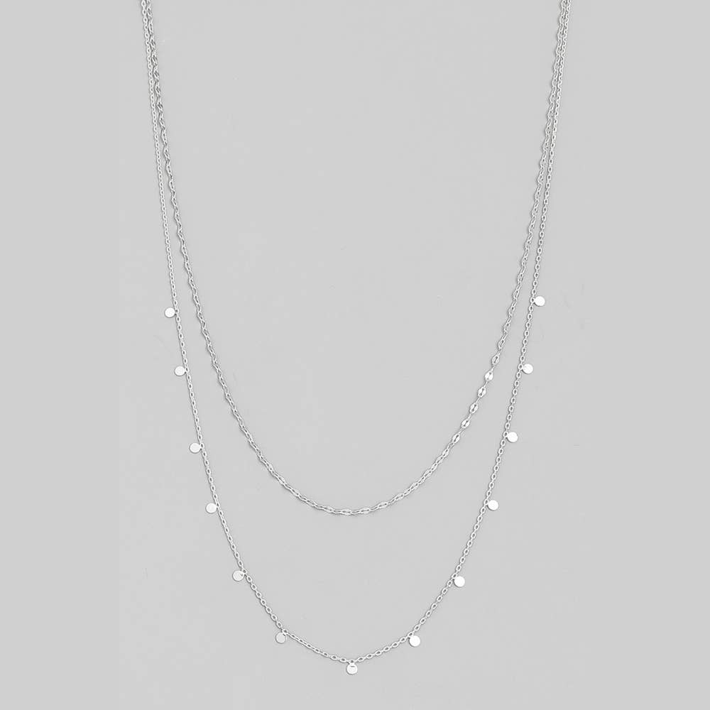 Silver Dainty Layered Coin Choker Necklace