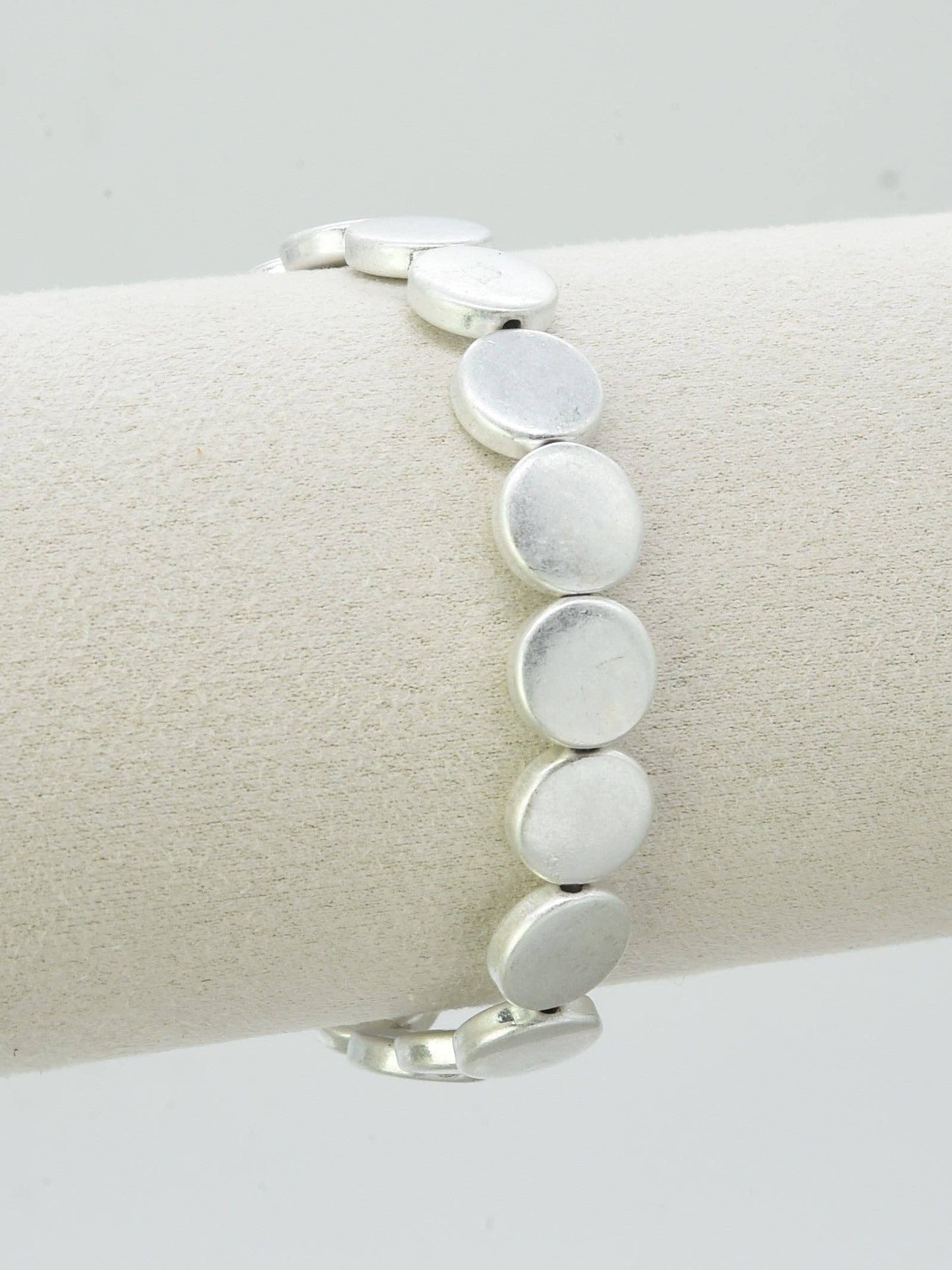 Brushed silver disk bracelet